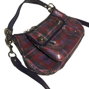 Coach Plaid Sequin Shoulder Bag